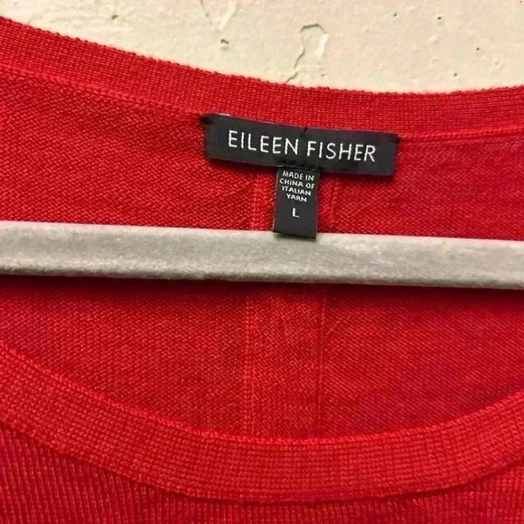 Eileen Fisher high low 100% wool classic holiday minimalist sweater sz LG ￼ - Picture 6 of 7